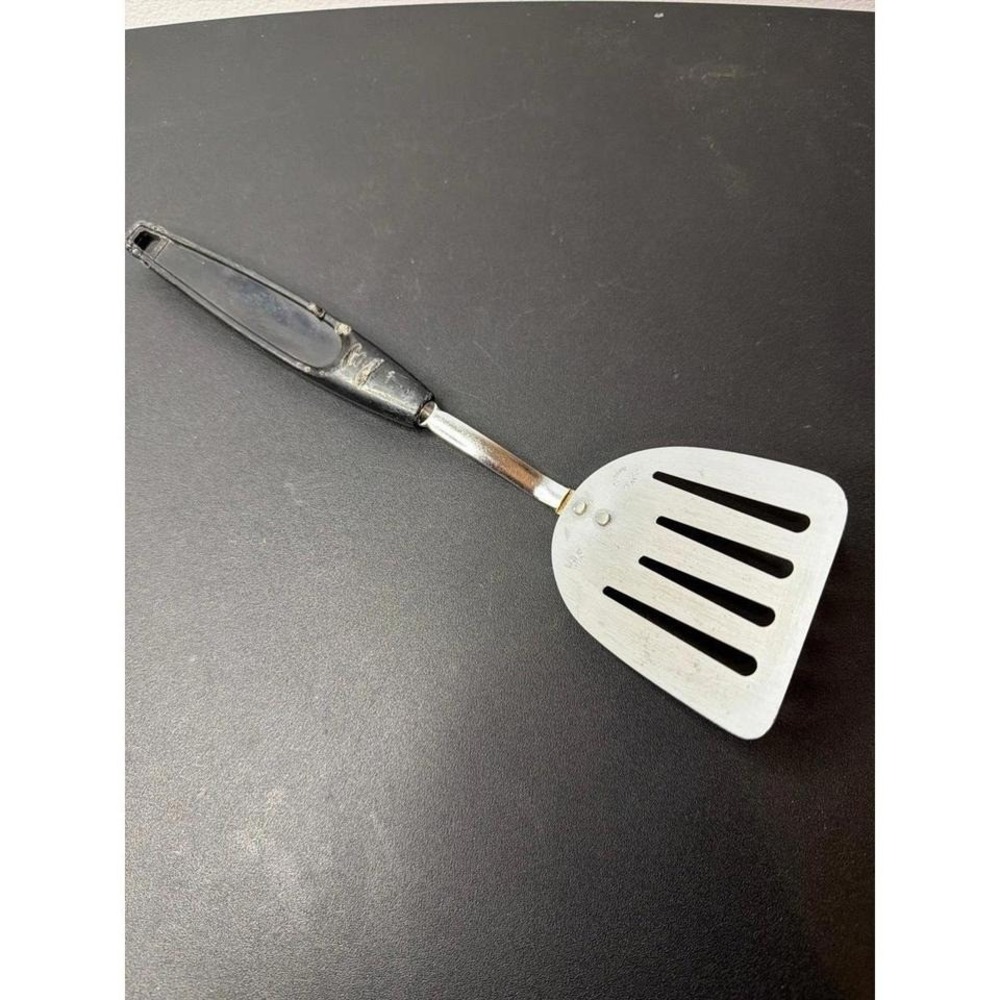 Vintage‎ Foley USA Chrome Plated Slotted Black Handled Spatula